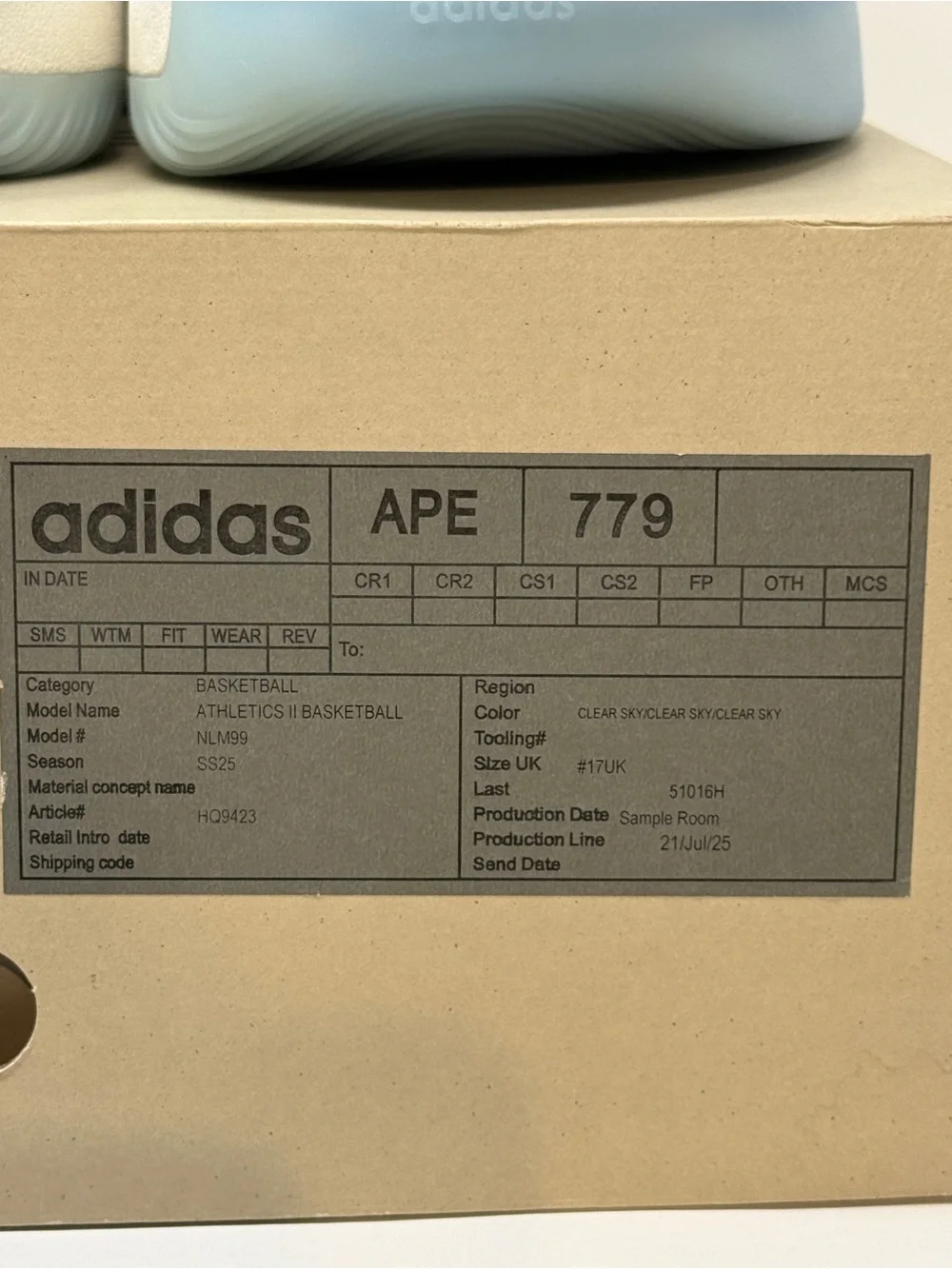 Size 18- Adidas SAMPLE FOG Basketball II Dame Lillard Sky